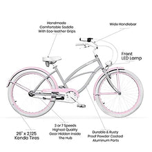 Vivelo LA Donna Beach Cruiser for Women Complete Bike Aluminium Lightweight Frame 26-Inch 7-Speed Adele