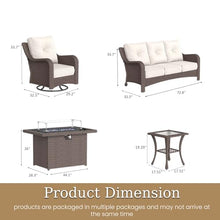 Aeeiua 5 Piece Patio Furniture Set with Fire Pit Table