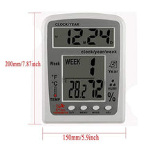 HUSHHAAMPP Wall Clock, Thermometer KT201 Digital LCD Thermometer Hygrometer Electronic Temperature Humidity Meter Weather Station Indoor Outdoor Tester Alarm Clock Indoor