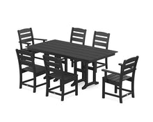 POLYWOOD Lakeside 7-Piece Outdoor Dining Set, All-Weather HDPE Patio Furniture Table and Chairs, Black, Made in USA, Deck, Garden, Poolside