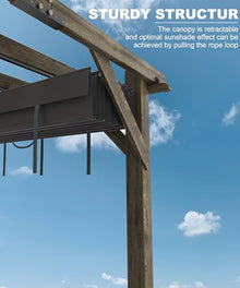 KYBOLT 10x10 Ft Wood Pergola with Retractable Sunshade Charcoal Gray