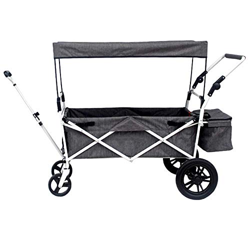 Garden Carts & Wagons Garden Cart with Roof 4 Wheels Folding Pull Wagon Handcart Trolley for Home Garden Cart