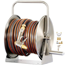 Heavy Duty Hose Reel Truck Kit, Household Stainless Steel Hose Mobile, Gardening Pipe Storage Rack (Hose Reel+30m Pipe)