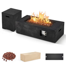 42" Outdoor Propane Fire Pit Table Rectangle Gas Fire Pit with Tank Holder