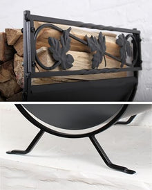DJVHSRI Firewood Rack Metal Curved Log Holder with Legs, Heavy Duty Outdoor & Indoor Fireplace Wood Storage Stand,