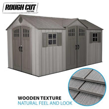 Lifetime 15 ft x 8 ft Outdoor Storage Shed, Dual Entry, Gray, Resin Backyard Tool Shed with Lockable Doors and Weather-Resistant Panels