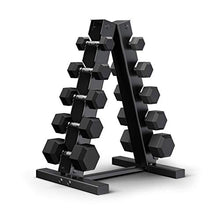 Epic Fitness Premium Hex Dumbbell Set with A-Frame Rack Black