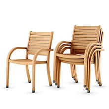 Amazonia Arizona Patio Stacking Chairs Set of 4 Teak Finish