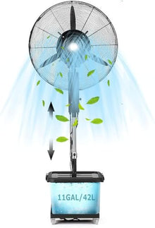 KUYBTU Adjustable Height Oscillating Misting Fan for Commercial Outdoor Cooling in Restaurants, Shops, and Workspaces