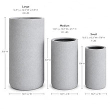 Set of 3 Tall Cylinder Polystone Indoor/Outdoor Planters, Gray