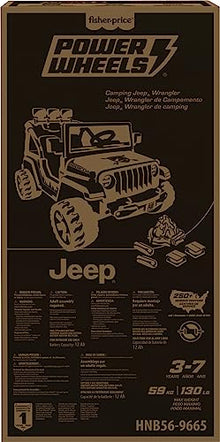 Power Wheels Camping Jeep Wrangler Ride-On Toy with Pretend Food & Lights, Multi