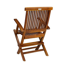 TeakCraft Teak Folding Arm Chair - 2 Piece Foldable Chairs Set - Fully Assembled - Solid Wooden Outdoor, Indoor- Wood Dining Room, Kitchen, Patio, Bistro Chairs, The Mille