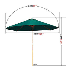 3WWWQMAA8 2.7m/9ft Patio Umbrella, Outdoor Market Table Umbrella & Shade Garden Parasol Umbrella with Wooden Pole, for Deck, Backyard, Pool, Beach (Color : Green) (Red) (Green)