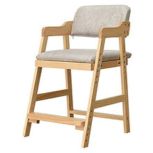 ZWLI Wooden Kids Dining Chair with Arms & Footrest, 6-Gear Adjustable Height, Grey
