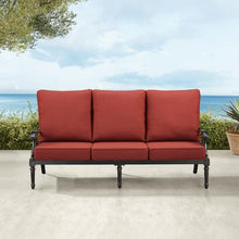 Oakland Living Black Aluminum Patio Deep Seating Outdoor Sofa Couch with Red Cushions