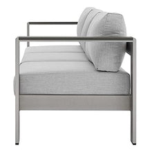 Lounge Sectional Sofa Chair Table Set, Aluminum, Silver Grey Gray, Modern, Outdoor Patio