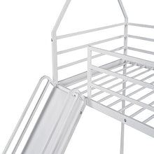 Brisca Metal Twin Size House Bed with Roof and Slats Support White