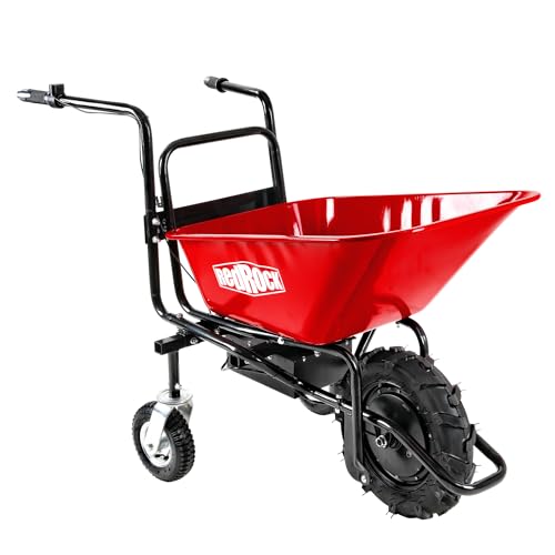 Kaimei Electric Wheelbarrow 24V Brushless Motor 330lbs Capacity All-Terrain Tires Rechargeable Battery Black+Red
