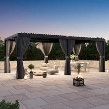 Big Leaf 10'x20' Louvered Pergola with USB Charging Station - Outdoor Aluminum Pergola with Built-in Drainage, Privacy Netting & Weatherproof Curtains, Patio Cover for Deck, Easy Assembly, Black
