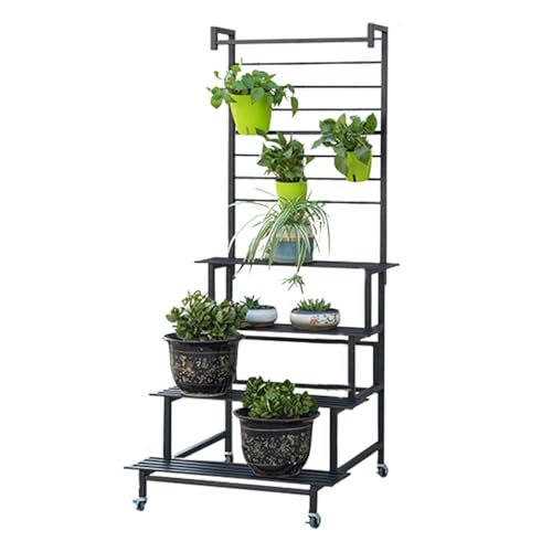 Plant Stand Indoor 2/3/4 Tier Metal Plant Shelf Hanging Flower Stand For Indoor Plants Multiple Floor Standing Plant Display Rack Outdoor Flowerpot Stand Home Storage Rack Garden Balcony Patio