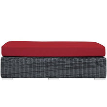 Modway Summon Wicker Rattan Outdoor Patio Ottoman Canvas Red