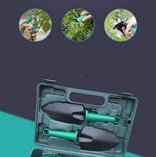 Feilx 5 Pieces Garden Tools Set, Heavy Duty Gardening Tools, Gardening Tools with Carrying Case & Ergonomic Handle, Stainless Steel Gardening Tools -Gift for Women and Men (Color : Green)