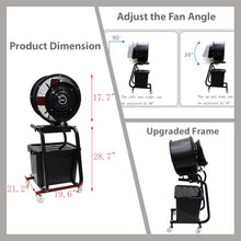 THUXEON Industrial Mist Electric Fan, High-Velocity Misting Fan, with Wheel & Water Tank, Adjustable Misting Flow, 90°Oscillation, 3 Speed Adjustable, 110V, 300W