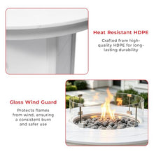 Costaelm 47" Modern Outdoor Patio Backyard Round Propane Counter Height Fire Pit Table (Rocks Not Included), White