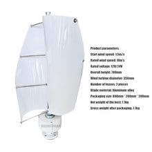 HUIZHITENGDA 400W Wind Turbine,12V 24V 48V Low Speed Spiral Wind Power Generator with Charge Controller 2 Blades for Wind and Solar Power Generation(White),12v