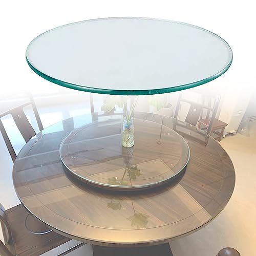 WORDFUN Beveled Glass Table Top, Round Tempered Glass Table Top, for Replacement Table Tops, 24" 26" 27" 28" 30" Premium Circular Glass, Thick Tempered Polished Edge