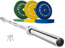 Signature Fitness 210LB Olympic Bumper Plate Set with 7FT Barbell Colored