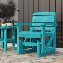Wildridge Classic Single Glider, Aruba Blue - Outdoor Weather Resistant Recycled HDPE Glider for Porch, Patio, Deck