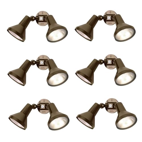 Ciata 15" Outdoor Security Flood Light 2 Head with Heavy Duty Cast Aluminum Body 150W PAR38 Weather Proof Dark Bronze Finish - 6 Pack