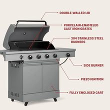 Tytus 5-Burner Propane Gas Grill, 48K Main + 12K Auxiliary, 721 sq in