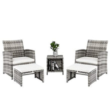 DUYHBAWRS 5pcs 2 Chairs Footstools 1 Coffee Table Combination Sofa Gray Gradien for Your Front or Backyard Patio Furniture