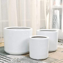 FAFACAI Home Round Shape Ceramic Flower Pot Modern Living Room Courtyard Large Plant Pot Green Plants Floor-to-Ceiling Household Planter Office Decorative Ornaments (Green 33cm)