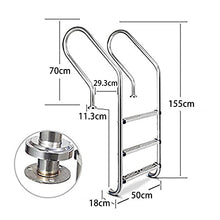 Stainless Steel Pool Ladder 3 Step Swimming Pool Handrail for 1-1.4m Pool Entry 250lbs Load Capacity No Need to embed/Silver / 155x50x18cm (Silver 155x50x18cm)