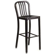 Flash Furniture Commercial Grade 30" Round Black-Antique Gold Metal Indoor-Outdoor Bar Table Set with 4 Stools