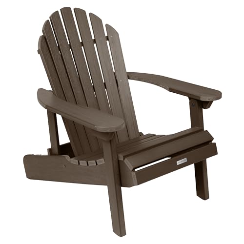 highwood Hamilton Made in the USA Folding and Reclining Adirondack Chair, Adult Size, Weathered Acorn