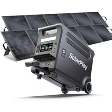 SolarPlay Portable Power Station, 3600W(5500W Peak), 3840Wh Solar Generator with 2 * 400W Solar Panel 2Hrs Fast Charging LiFePO4 Battery, Adjustable, UPS with AC output for Home Camping Outdoor