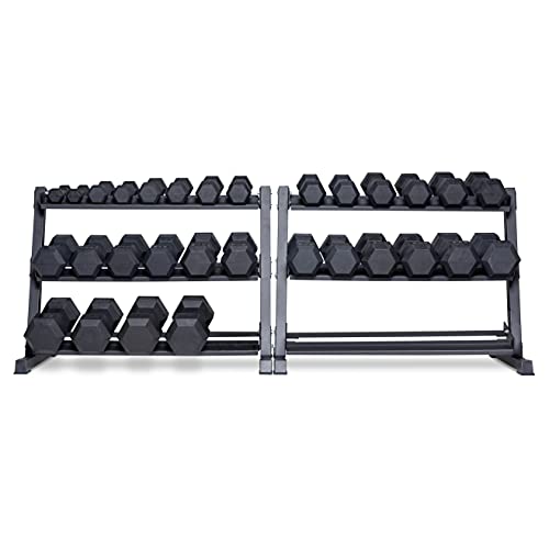 REP Rubber Hex Dumbbell Set 5-75 lbs with 2 Matte Black Racks
