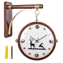 ERTTGWGF Home use Vintage Wooden Double Sided Bracket Mounted Silent Outdoor Indoor Station Clock for Garden Home White Clock Dial
