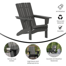 EMMA + OLIVER Haley Adirondack Chairs Set of 4 Weather Resistant Poly Resin Gray