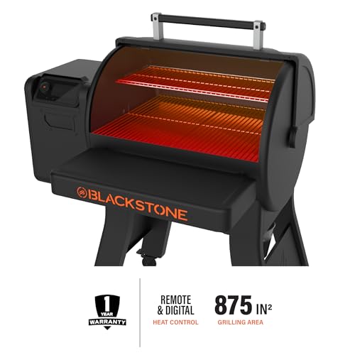BLACKSTONE Pellet Grill Smoker with 20lb Hopper and Integrated Front Shelf Black