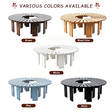 Renmlion Semi-Circular Tree Seat Wrap Around｜Outdoor Garden Slatted Bench Solid Wood Furniture Tree Bench｜All-Weather Plant Stand Rack Curved Patio Seating Chair