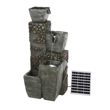 Alpine Corporation TZL264SLR 43" Outdoor 4 Tier Vase Solar Water Fountain with LED Lights, Cascading Garden Fountain, Gray