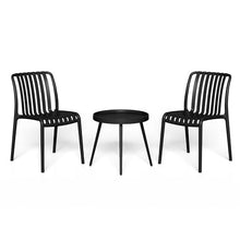 Costaelm Sunshine 3-Piece Outdoor Patio Bistro Balcony Furniture Set with Stackable Chairs, Black