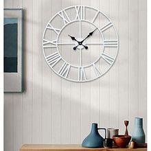 WKNHHL Outdoor Garden Wall Clock, Retro Wrought Roman Numeral Iron Art Wall Clock Garden Clocks Outdoor Waterproof Indoor Outdoor Decoration Outside Clock Outdoor Wall Clock Met