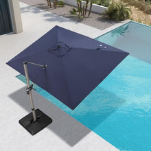 OROTLECT 10' Square Cantilever Aluminum Offset Navy Umbrella with 360° Rotation and Base