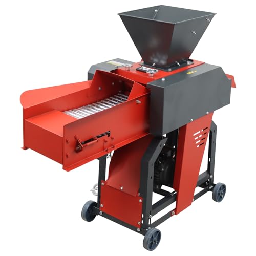 Banfluxion 220V Grass Cutter 6-Blade Hay Cutting and Silk Kneading Integrated Machine with Conveyor Belt 2.2KW Crop Straw Breaker with Air Switch for Hay Cutter and Silk Kneading, 500-1000KG/H